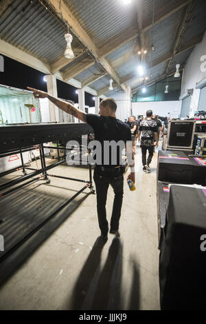 Settembre 19, 2014 - Sep 19, 2014 - Concord, California, Stati Uniti d'America - Linkin Park (Chester Bennington, Mike Shinoa, Joe Hahn, Rob Bourdon e Brad Delson) dietro le quinte Concord Pavilion. (Credito Immagine: © Jerome Brunet/ZUMA filo) Foto Stock