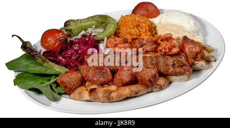 Kebab Mixed piastra isolata Foto Stock