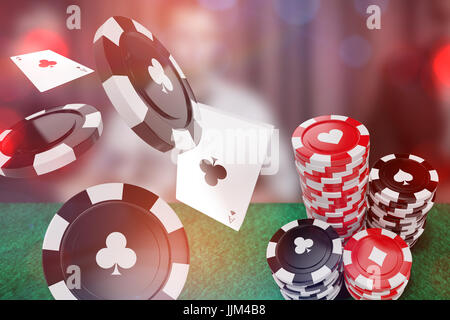 Immagine composita di immagine 3d di black casino token con simbolo del club Foto Stock