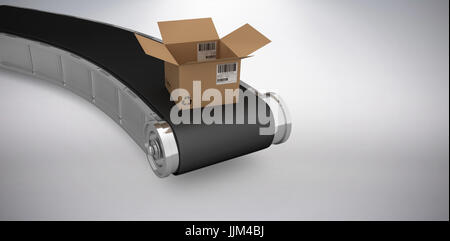 Immagine composita di immagine digitale del 3d nastro trasportatore con open coardboard box Foto Stock