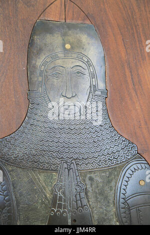 Ottone memorial Sir John Wingfield circa 1389, chiesa di Santa Maria, Letheringham, Suffolk, Inghilterra, Regno Unito Foto Stock