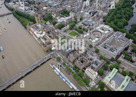 Una veduta aerea del Palazzo di Westminster e il circostante dipartimenti del governo Foto Stock