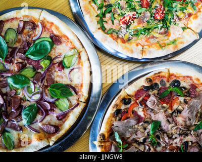 Un sacco di vari pizza Foto Stock