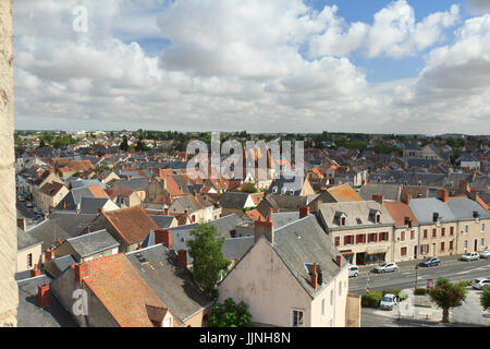 Francia, Indre (36), Déols, depuis Le Clocher de l'abbatiale, vue sur le vieux Déols et la Porte Saint-Etienne // Francia, Indre, Deols, Abbazia di Deols, Foto Stock