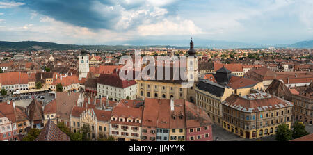 Città vecchia di Sibiu, Romania Foto Stock