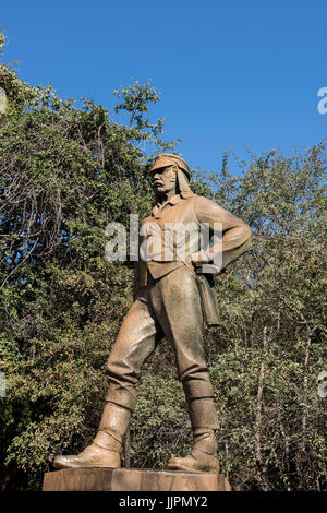 Africa, Zimbabwe Victoria Falls aka Mosi Oa Tunya. David Livingstone memorial. Prima statua sul lato dello Zimbabwe. Foto Stock