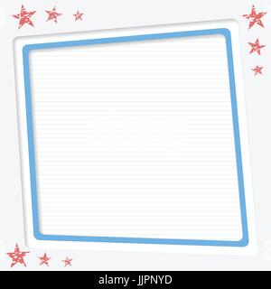 White ha governato, strisce di carta copia, telaio del vettore, una casella di testo con stelle rosse. Illustrazione Vettoriale