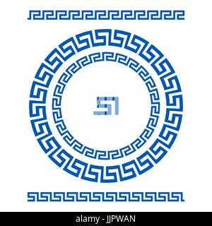 Cerchio meandro di ornamento. Cornice rotonda, rosetta di elementi antichi. Nazionale Greca antica rotondi, il vettore. Impulso rettangolare. arte di confine Illustrazione Vettoriale