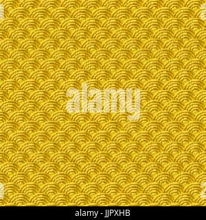 Cinese oro giallo seamless pattern dragon squame di pesce semplice modello di perfetta natura sfondo con onda giapponese modello di cerchio arte vettore coreano Illustrazione Vettoriale