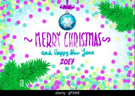 Scheda di Natale con i confetti e nastri. Illustrazione vettoriale EPS 10 Illustrazione Vettoriale