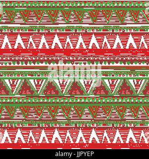 Boho etnica seamless pattern. Arte Tribale stampa, ornamento di confine. Texture di sfondo, decorazione etnica rosso senza giunture arte vettoriale Illustrazione Vettoriale