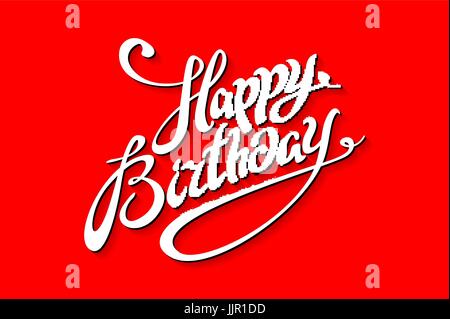 Buon compleanno lettering template illustrazione vettoriale sfondo rosso arte Illustrazione Vettoriale