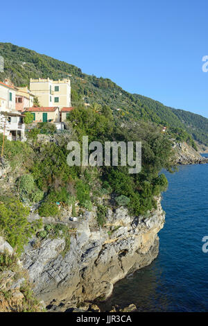 Scorcio, Tellaro village, Golfo dei Poeti Il Golfo, promontorio Montemarcello Magra, La Spezia; Liguria, Italia, Europa Foto Stock