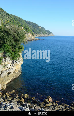 Scorcio, Tellaro village, Golfo dei Poeti Il Golfo, promontorio Montemarcello Magra, La Spezia; Liguria, Italia, Europa Foto Stock