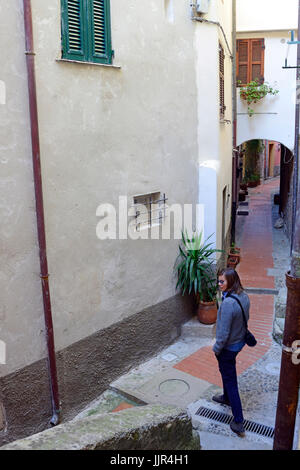 Scorcio, Tellaro village, Golfo dei Poeti Il Golfo, promontorio Montemarcello Magra, La Spezia; Liguria, Italia, Europa Foto Stock