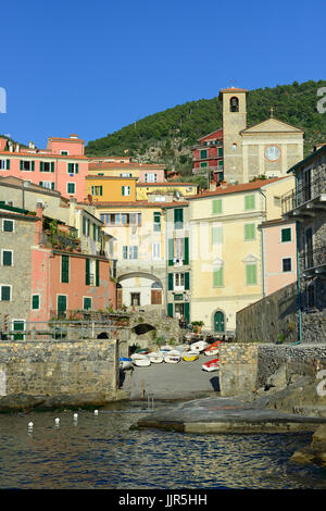 Scorcio, Tellaro village, Golfo dei Poeti Il Golfo, promontorio Montemarcello Magra, La Spezia; Liguria, Italia, Europa Foto Stock