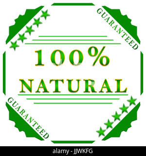 100% naturale badge garantito su sfondo bianco Foto Stock