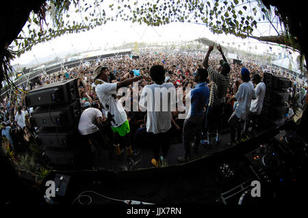 Lil B basato God Wolf Gang (aka Odd Future) eseguire foto di scena 2011 Coachella Music Festival marzo 16,2011 Indio. Foto Stock