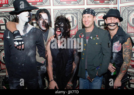 (L-R) Bobby Adam Alt Street Drum Corps, Shannon Leto 30 secondi a Marte, Stephen Perkins Jane's Addiction, Frank Zummo Street Drum Corps Guitar Center Drum-Off Henry fonda Theatre Los Angeles, CA. Foto Stock