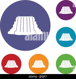 Cascate del Niagara set di icone Illustrazione Vettoriale