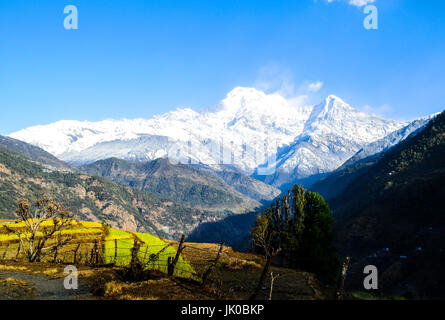 Magestic vista del massiccio di Annapurna Foto Stock