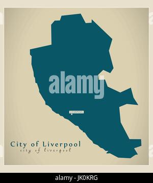 Mappa moderna - la città di Liverpool distretto di MERSEYSIDE REGNO UNITO Inghilterra Illustrazione Vettoriale