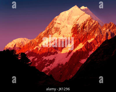Nuova Zelanda, Mt. Cuocere al tramonto, Neuseeland - Mt. Cuocere bei Sonnenuntergang Foto Stock