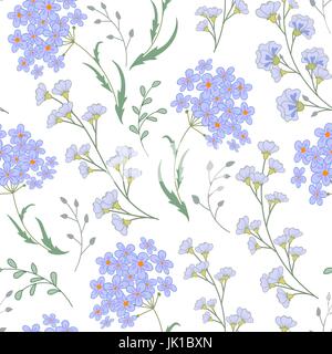 Vettore di carino seamless motivo floreale di fiori e di erbe aromatiche. Illustrazione Vettoriale