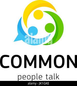 Unione Amicizia gente comune di collegamento. Regno club di persone con interessi logo vettoriale. Illustrazione Vettoriale