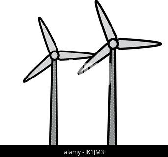 Turbine eolica icona sopra lo sfondo bianco illustrazione vettoriale Illustrazione Vettoriale
