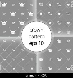 vector icons set on gray Simple seamless vector pattern with crown Illustrazione Vettoriale