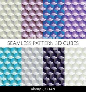 Gioco isometrica cubetti di mattoni set. Vettore di cubi di legno gli elementi di design per i giochi. Modello senza giunture. Illustrazione Vettoriale