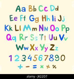 Disegnate a mano alfabeto vettore. arte bambini simbolo vintage Illustrazione Vettoriale