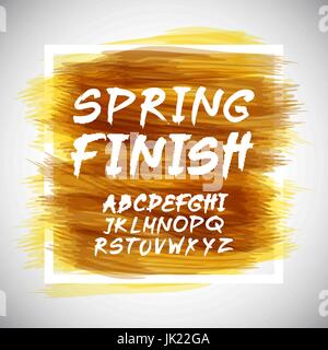 Disegnata a mano alfabeto scritto con pennarello. Le lettere sono decorate con tecnica ad acquerello Illustrazione Vettoriale