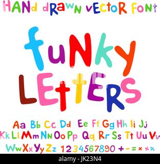 ABC alfabeto lettere funky bambini divertimento insieme colorful cartoon arte Illustrazione Vettoriale