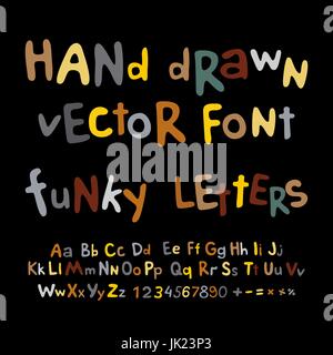 Disegnate a mano alfabeto vettore. arte lettere funky font Illustrazione Vettoriale