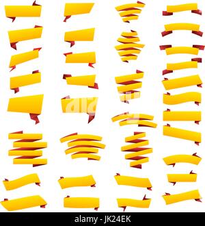 Banner giallo e le etichette/Web adesivi, etichette, striscioni e etichette design piatto di Web adesivi, etichette, striscioni e raccolta di etichette./ Web adesivi, etichette Illustrazione Vettoriale