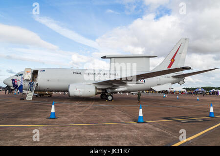 E-7A Wedgetail dalla Royal Australian Air Force visto al 2017 Royal International Air Tattoo at Royal Air Force Fairford nel Gloucestershire - TH Foto Stock