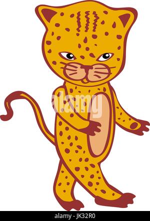 Carino leopard cartoon Cheetah vector disegnati a mano cartoon Illustrazione Vettoriale