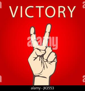 Illustrazione Vettoriale in stile retrò di una mano con il segno della vittoria Illustrazione Vettoriale