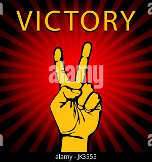 Illustrazione Vettoriale in stile retrò di una mano con il segno della vittoria Illustrazione Vettoriale
