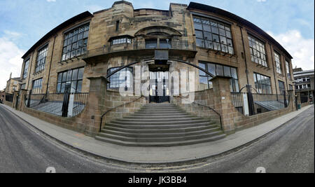 Fish-eye shot di GSA Glasgow School of Art prima dell'incendio che distrusse il vecchio edificio Foto Stock