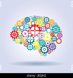 Cervello umano con il pensiero strategico e idee innovative Illustrazione Vettoriale