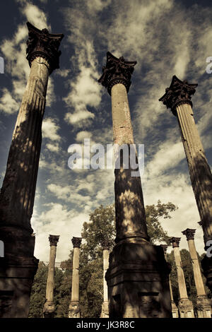 Stati Uniti d'America, Mississippi, Port Gibson-zona, Windsor rovine, colonne in piedi da ex plantation house Foto Stock