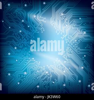 Scheda di circuito vettore sfondo blu Illustrazione Vettoriale