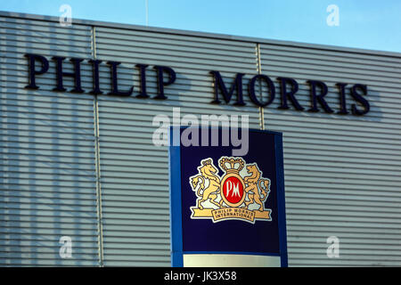 Fabbrica di Tabacco, Philip Morris International, logo, segno, Repubblica Ceca Foto Stock