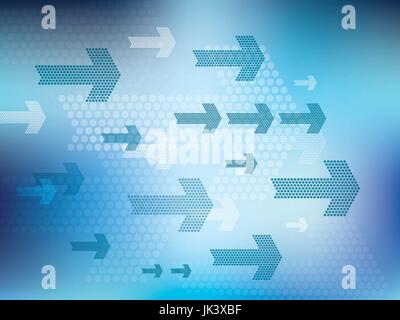 Graphic le frecce blu sul gradiente dello sfondo. Illustrazione Vettoriale