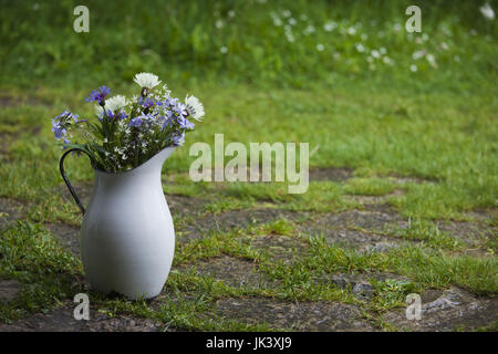 Estonia, Western Estonia isole, Muhu Island, Koguva, Muhu Open Air Museum, brocca con fiori Foto Stock