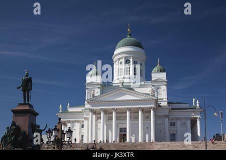 Finlandia, Helsinki, la Piazza del Senato, Senaatintori, Tuomiokirko, Cattedrale Luterana Foto Stock