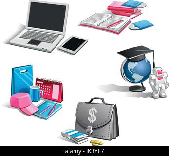 Set di icone vettoriali in tema di affari e finanza Illustrazione Vettoriale